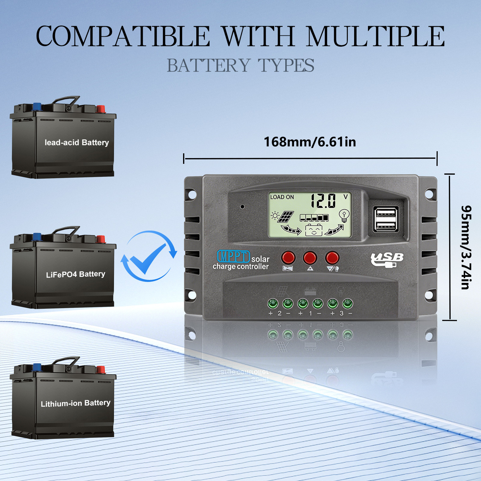 60A MPPT Solar Charge Regulator Controller 12V/24V Auto for lithium battery