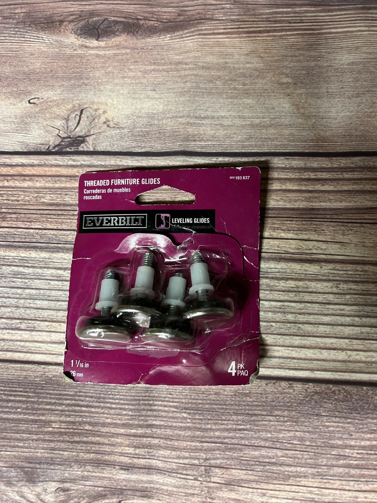 4 Pack Everbilt 26mm Furniture Leveling Glides 1 1/16 Inch Chrome & Black(BB1)