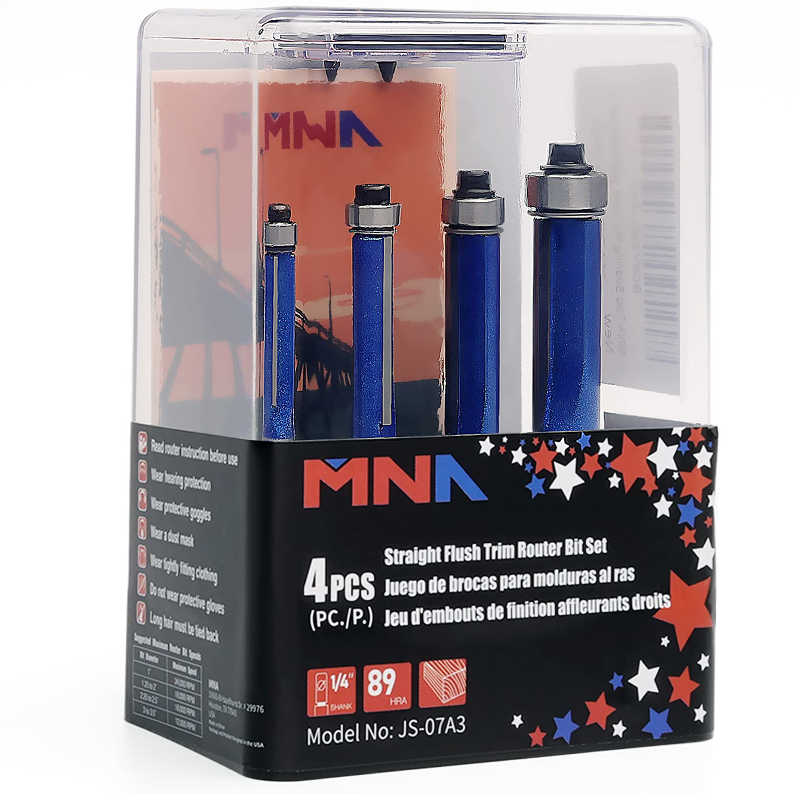Top Bearing Flush Trimming Bits Set of 4, Straight Flush Trimming Router Bits...