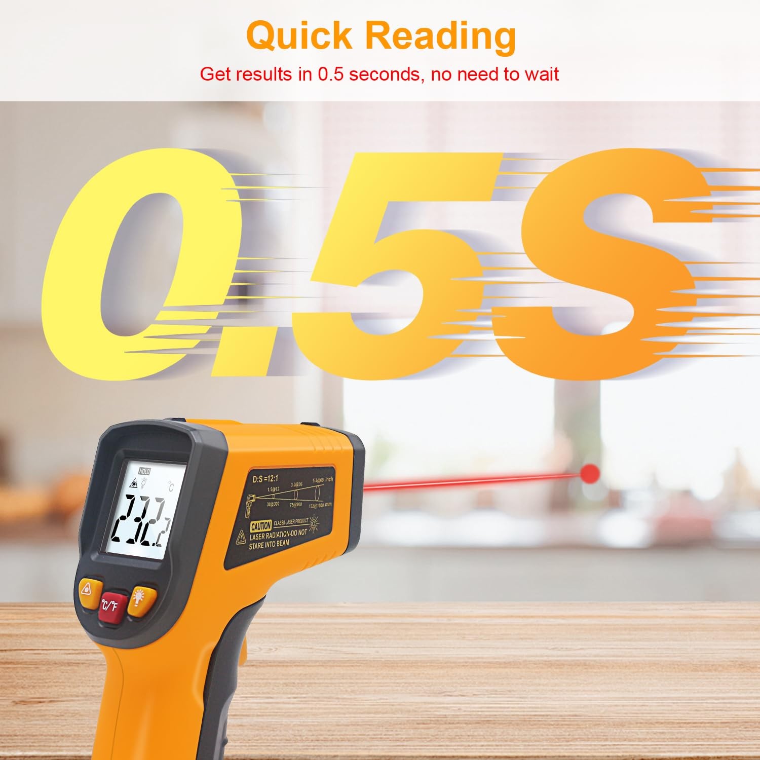 Digital Thermometer Temperature -58°F to 1112 °F(-50°C to 600°C) Handheld Non...