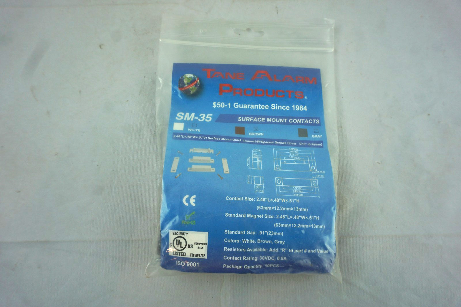 Tane SM-35 Brown MAGNETIC DOOR WINDOW ALARM CONTACT REED SWITCH 5 Pack