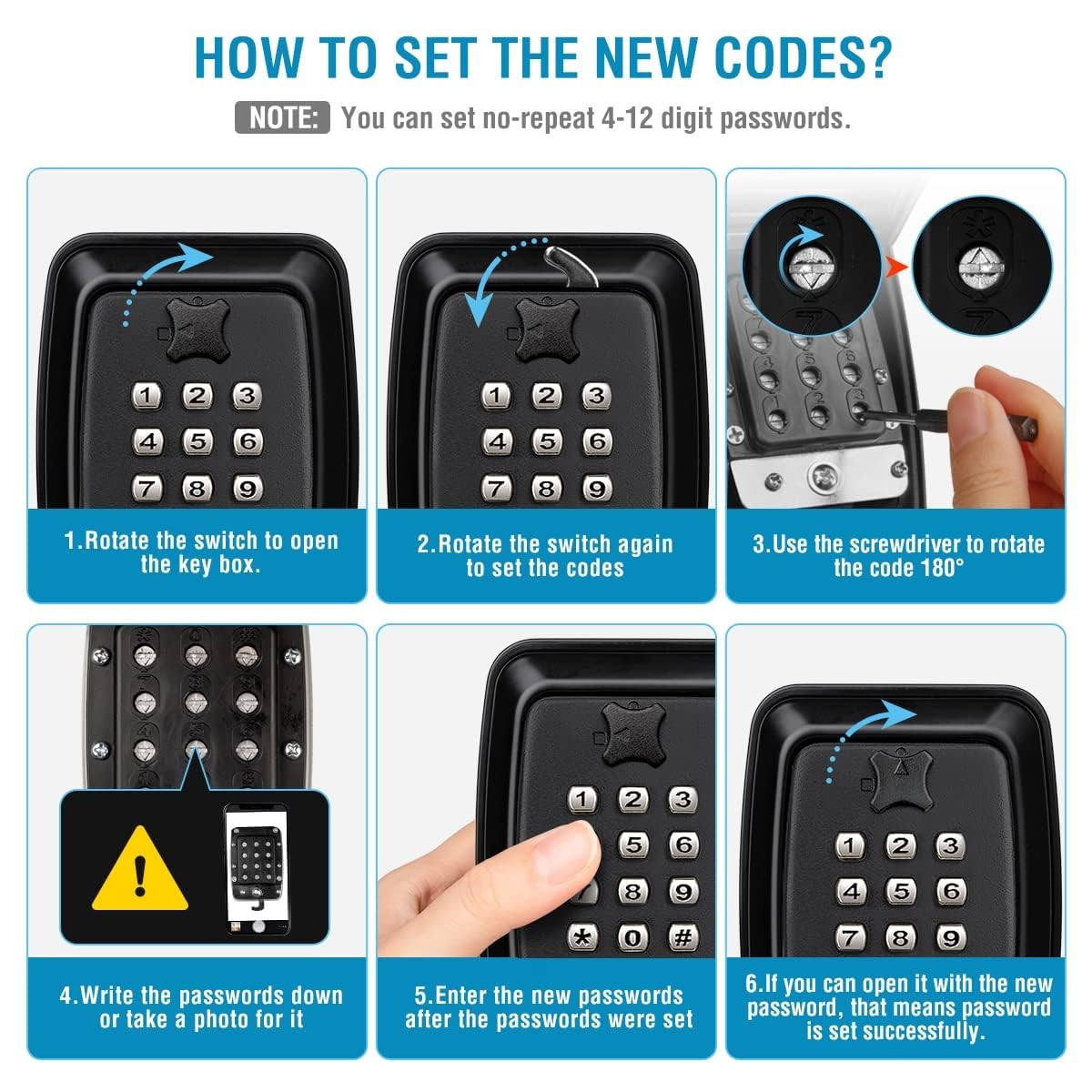 Key Lock Box Wall Mount with Code, Key Lock Box for Outside, Waterproof Key S...