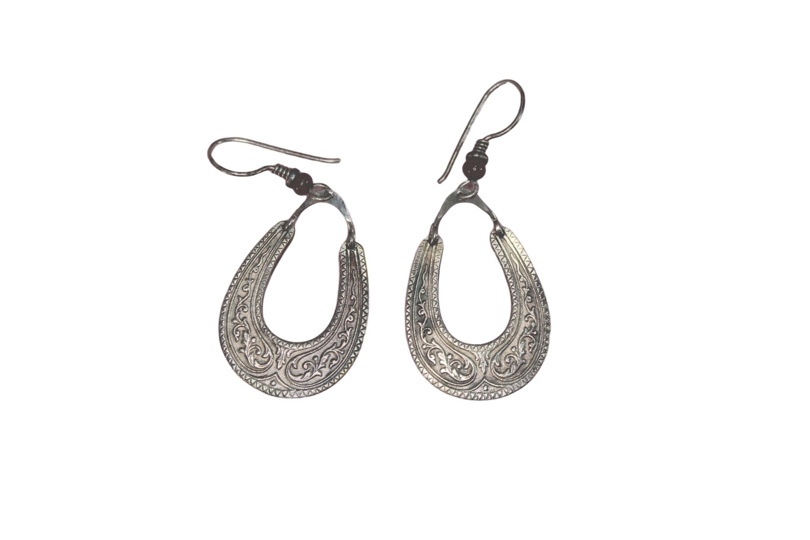 Silverplate Etched Drop Pierced Earrings India 54732