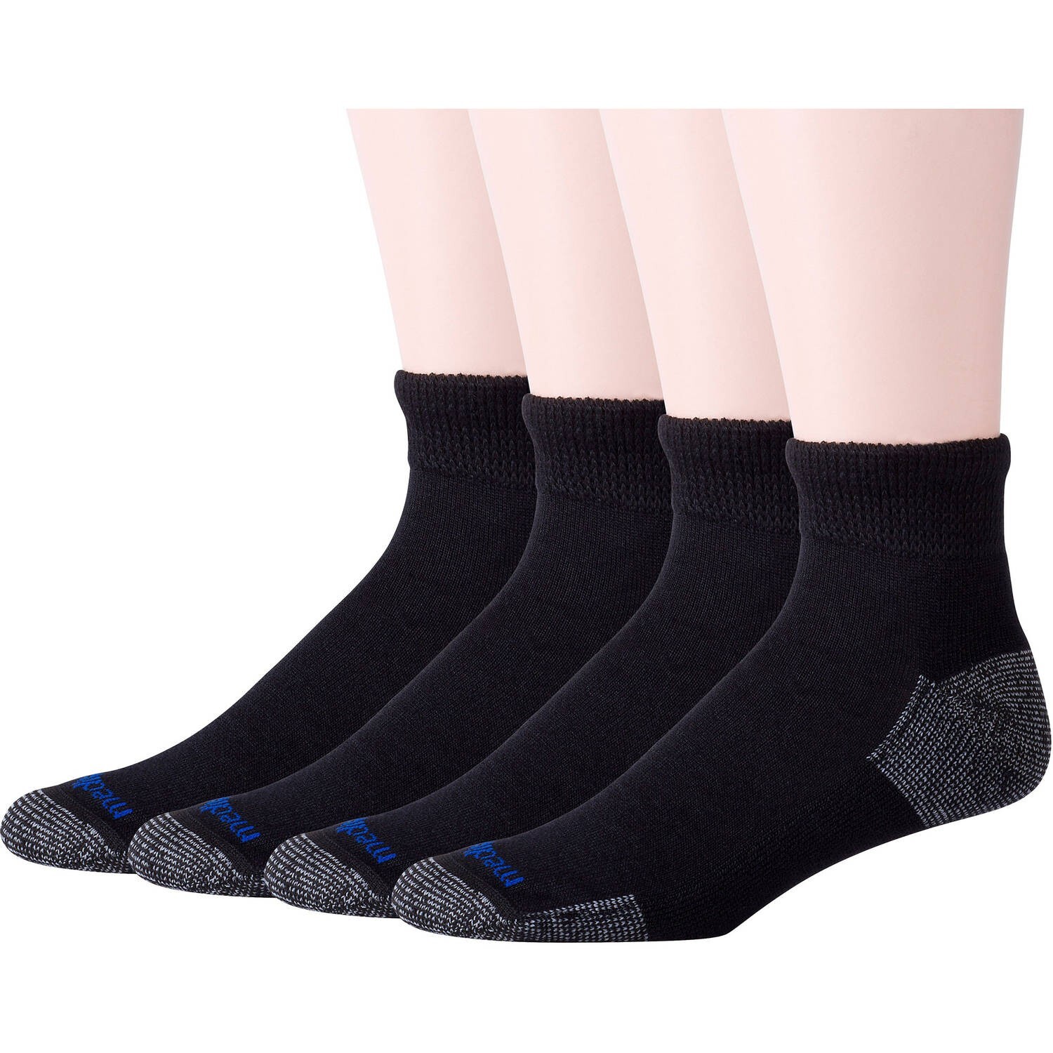 MediPeds Adult Men's NanoGLIDE® Quarter Cushion Sock XL(12-15 shoe size) 4 pairs