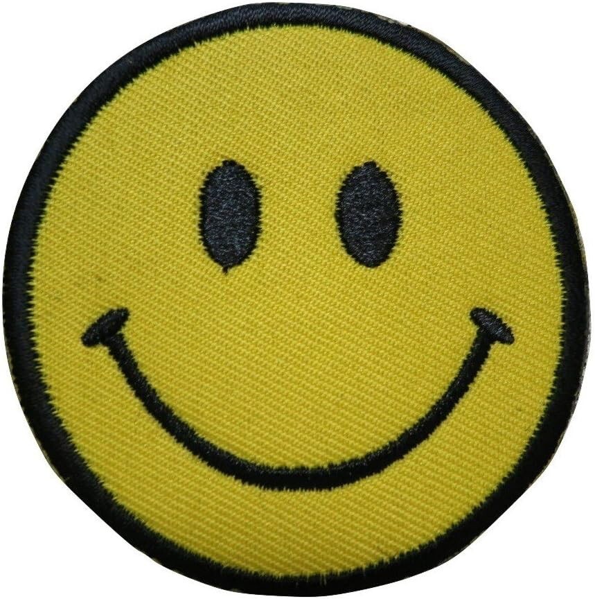Happy Face Yellow Smiley Face Embroidered Hook & Loop Patch