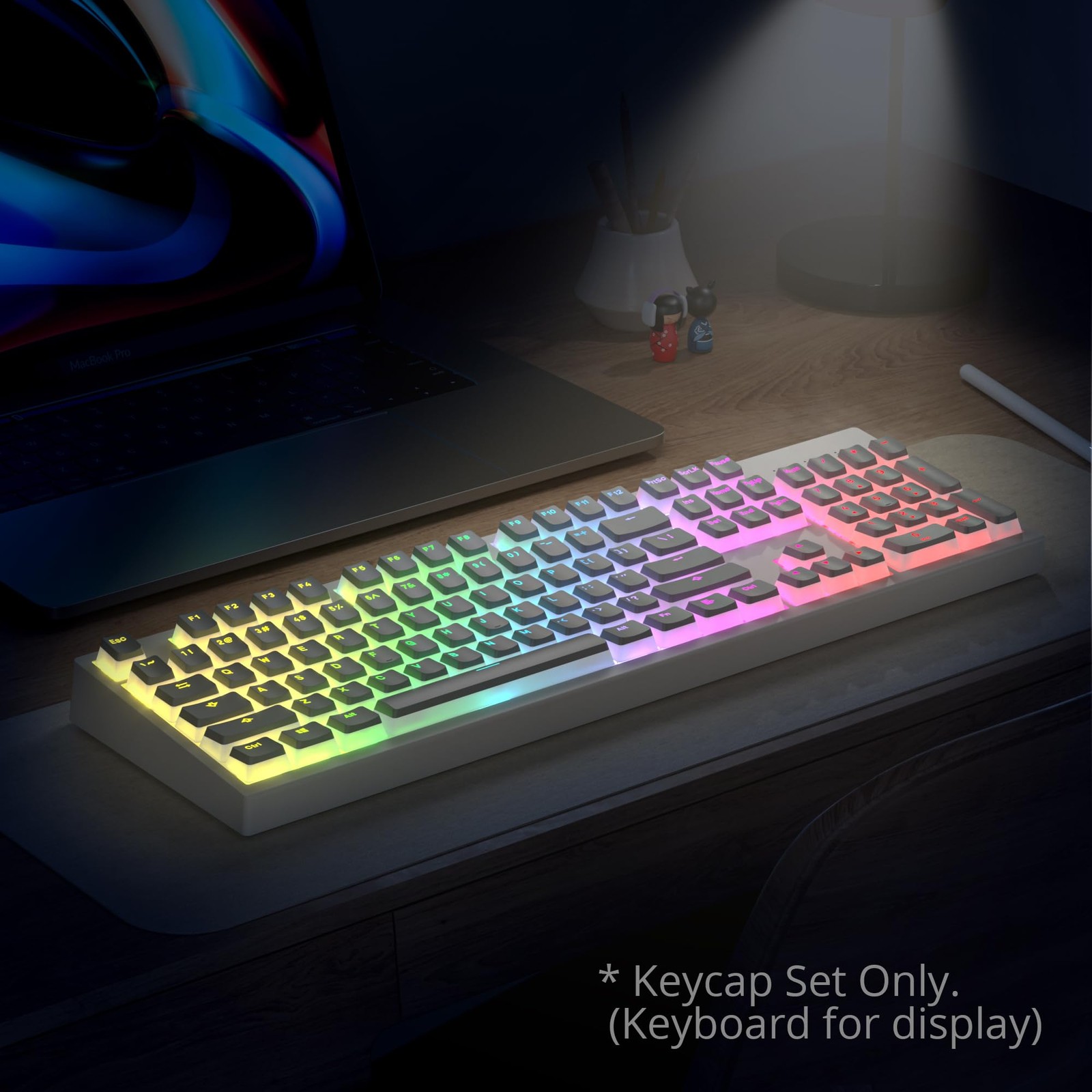 117Key Grey Pudding Keycaps OEM Profile PBT Translucent Backlight Gaming