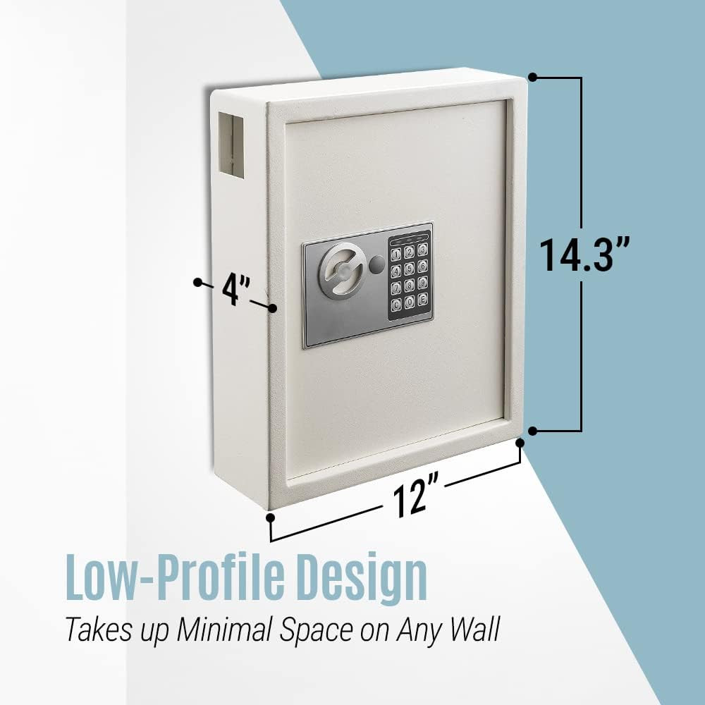 Key Holder Wall Mount - 40-Keys Lock Box with Code, Key Cabinet Wall Mount, Vale
