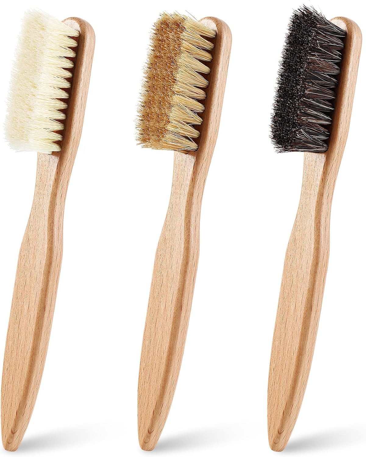 3 Pcs Wood Laundry Stain Brush Stain Remover Brushes with Boar Bristle Small