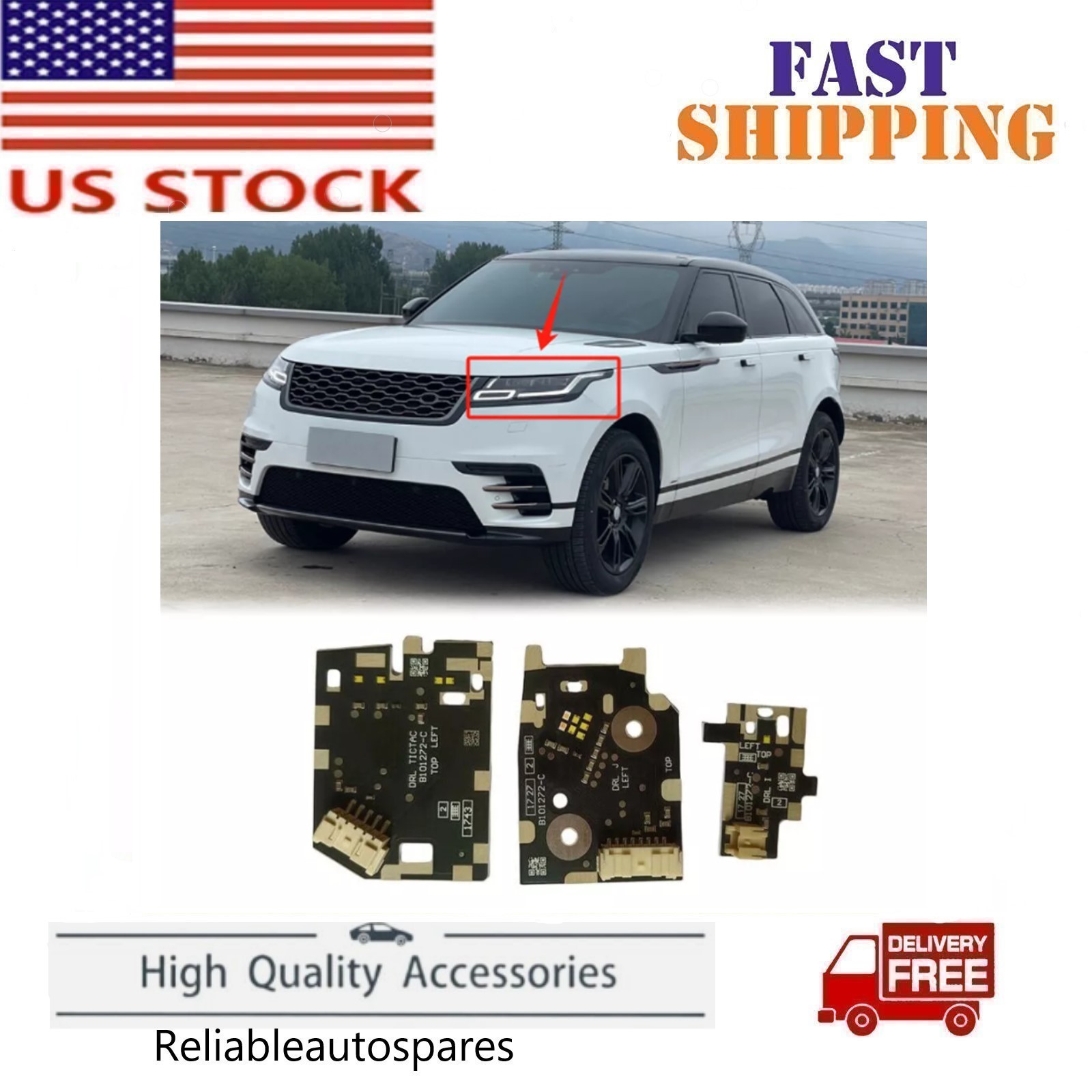 Daytime Running DRL Board LED Headlight Left For Range Rover Velar 2018-2021