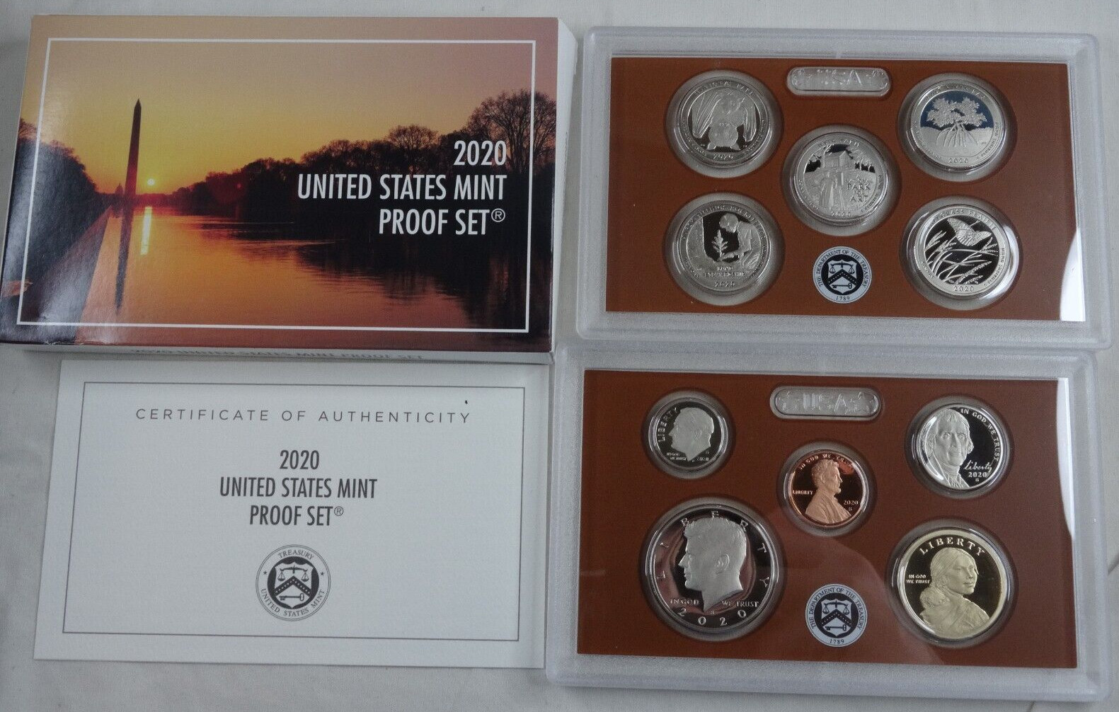 2020-S US Mint Proof Set OGP COA & Box 10 Coins NO W Nickel