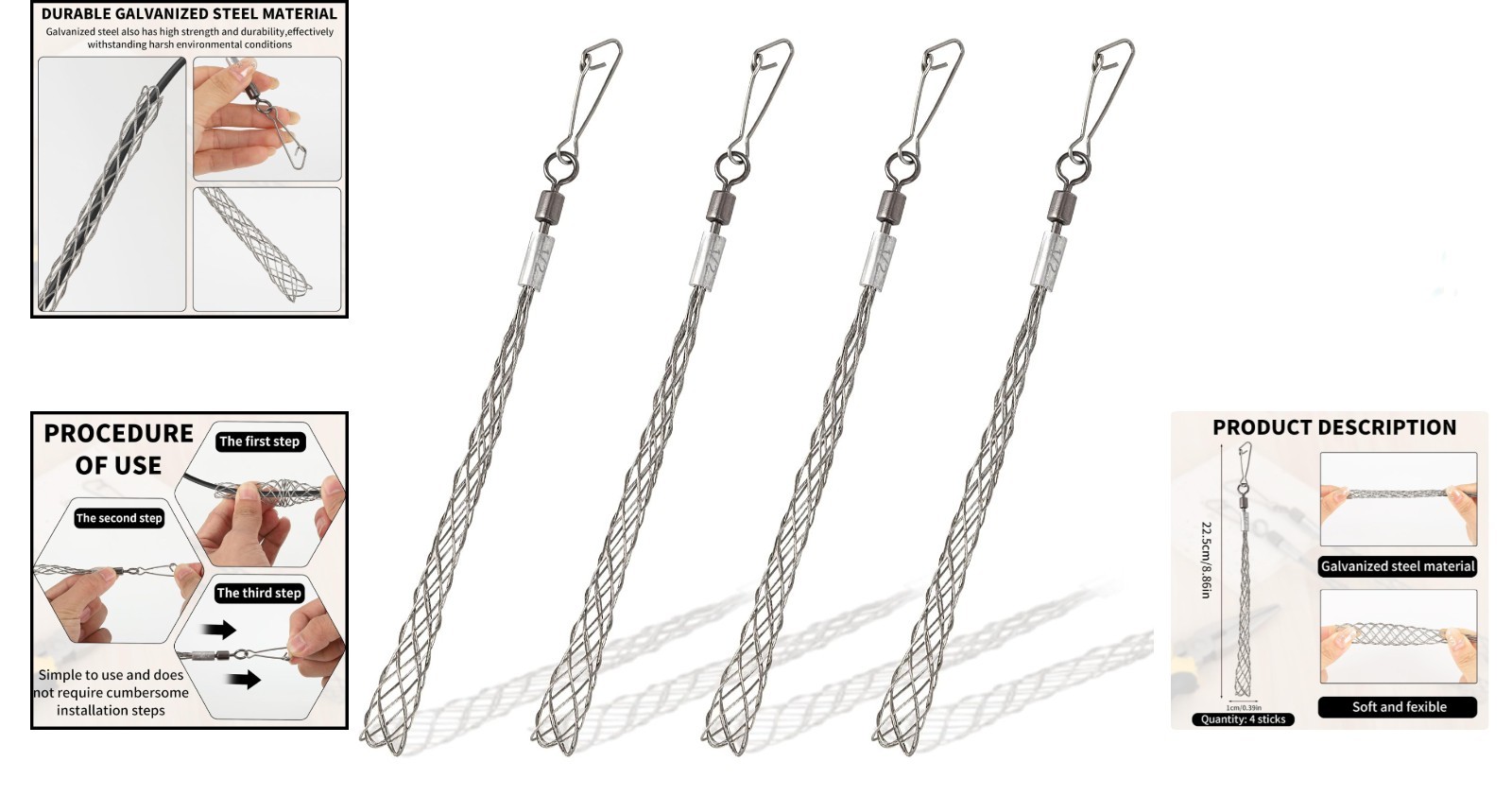 4PCS 1/2 in Wire Pulling Grip for Electrical Pulling Grips Wire Puller Tool for