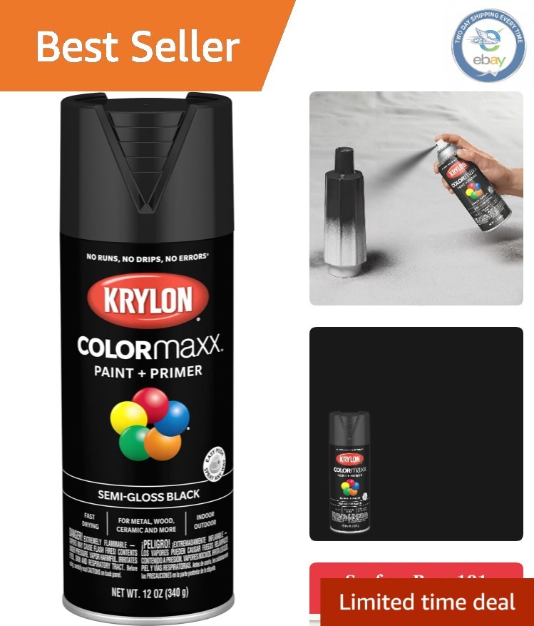 Krylon Colormaxx 12oz Black Aerosol Paint - Perfect for DIY Projects and Crafts