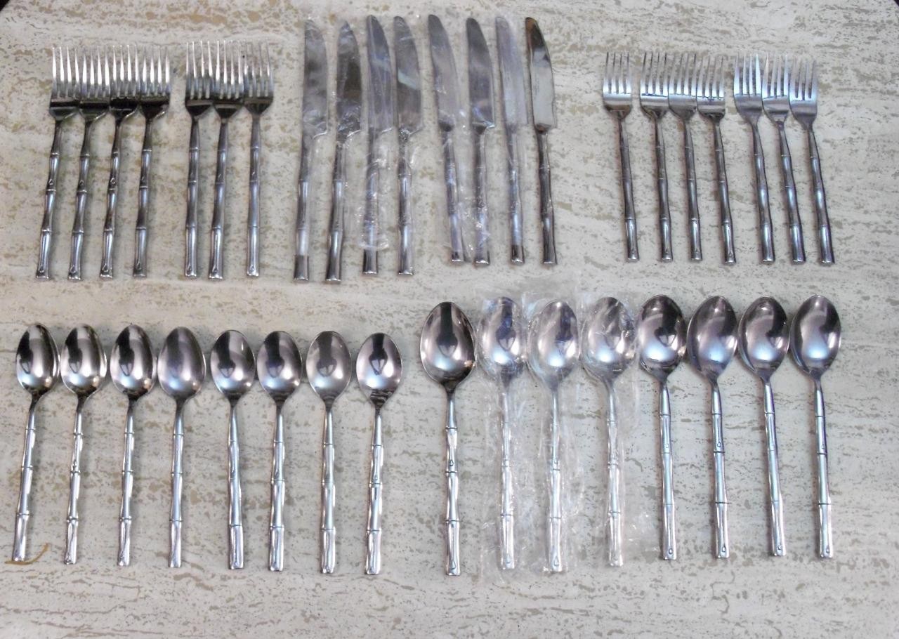 Hampton Silversmiths Stainless Steel Flatware Bamboo Pattern 38 pieces.