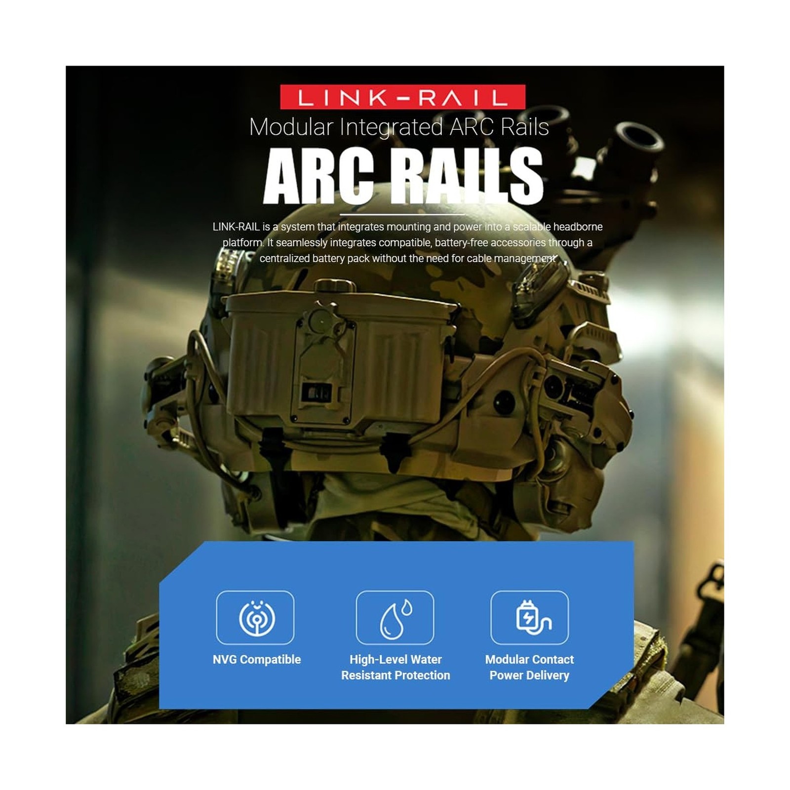 FMATAL GEAR Tactical Helmet Powered & Data ARC Rails Full Kit - Complete Bund...