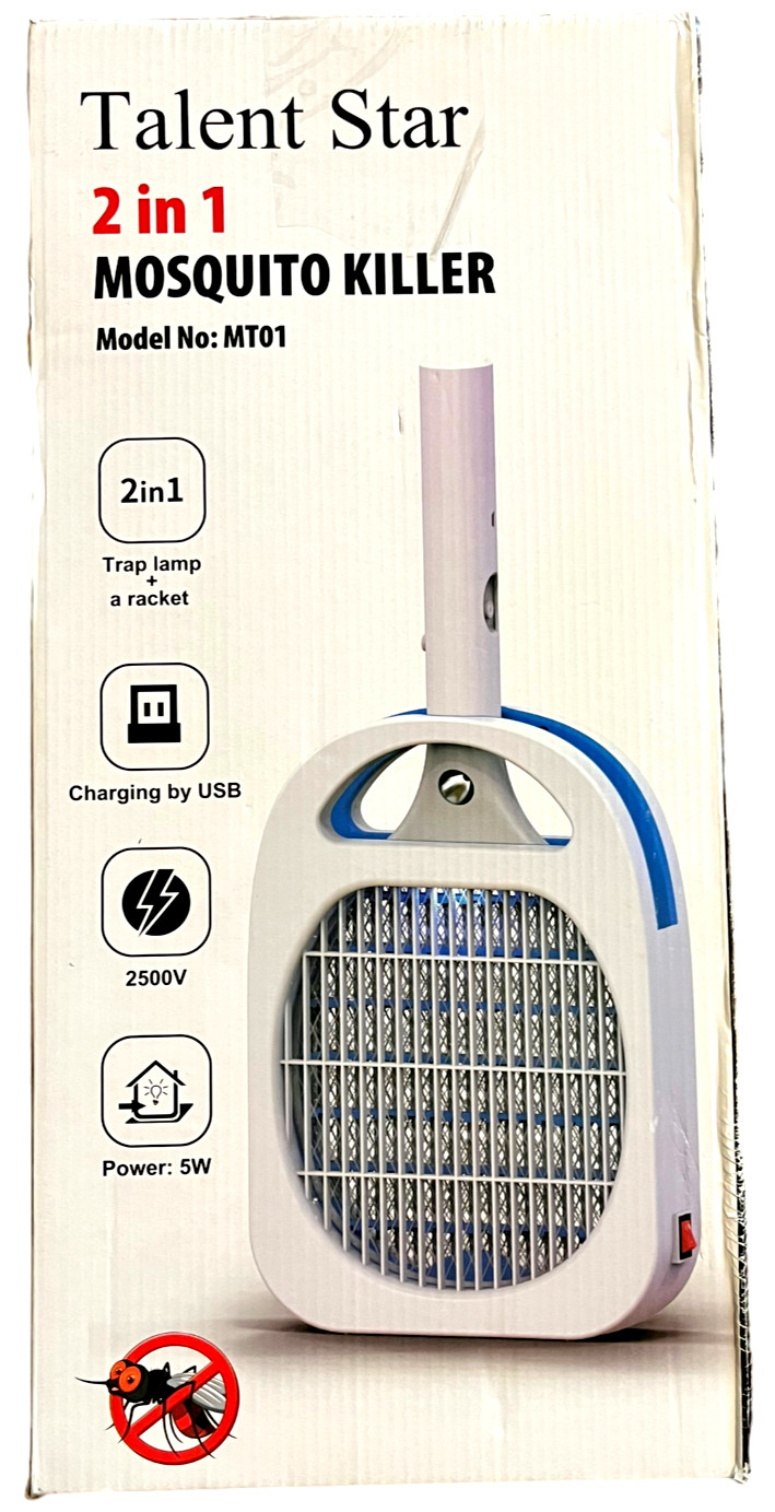 2-in-1 Mosquito Killer Lamp & Racket USB Rechargeable LED Bug Zapper