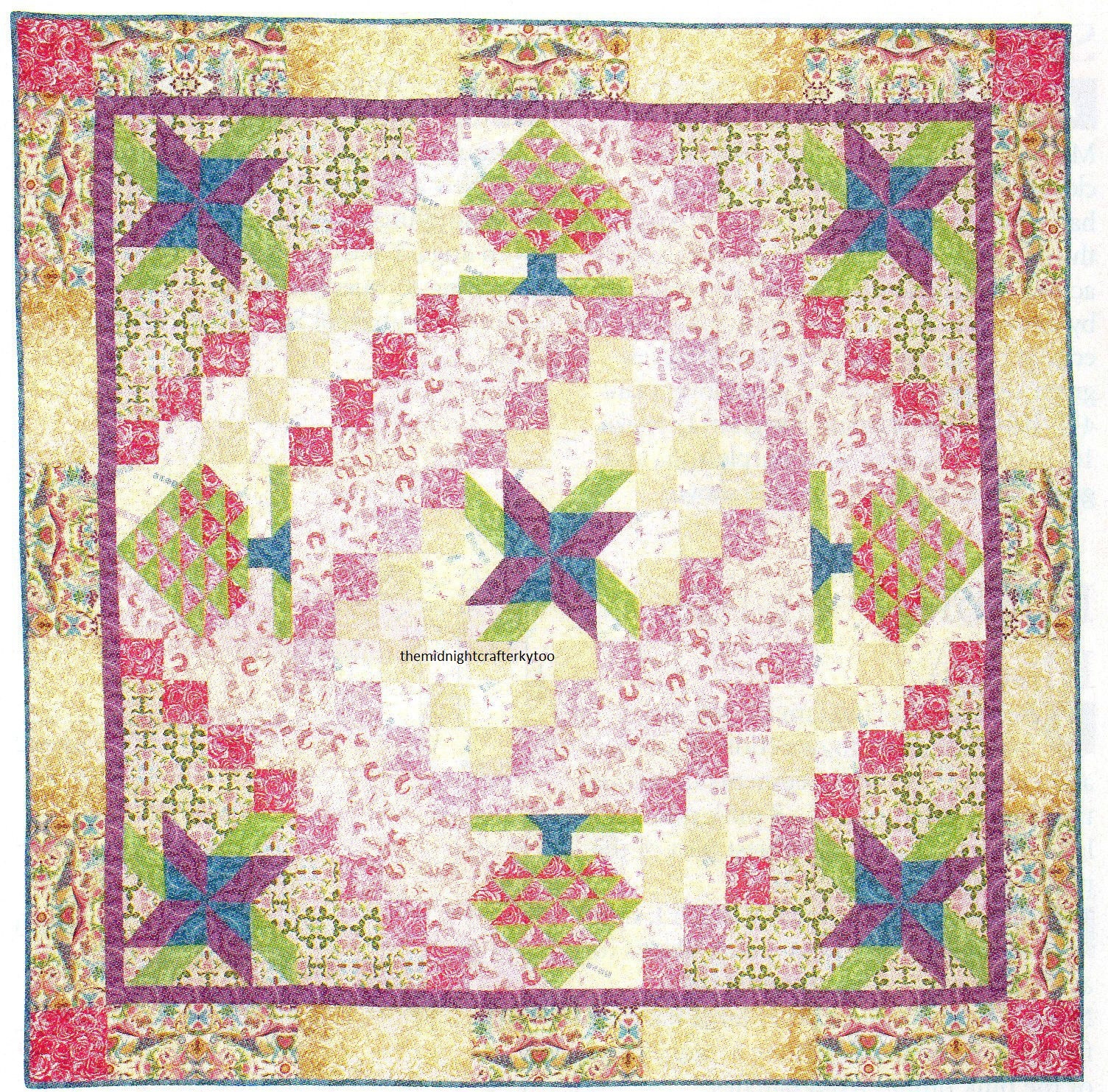 Nana's Rose Garden Quilt Pattern Pieced LR