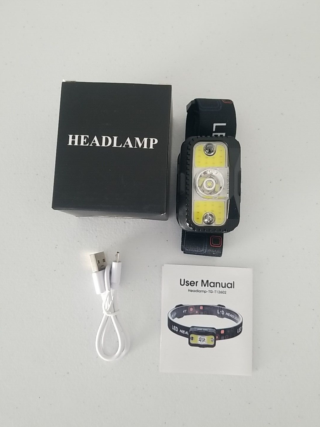 Headlamp Rechargeable Waterproof LED Headlight Camping Cycling Working T12602