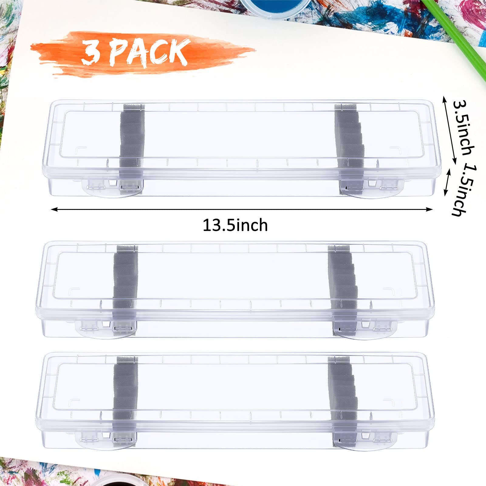 3 Pcs Paint Brush Storage Containers with Foam Inserts, Paint Brush Organizer...