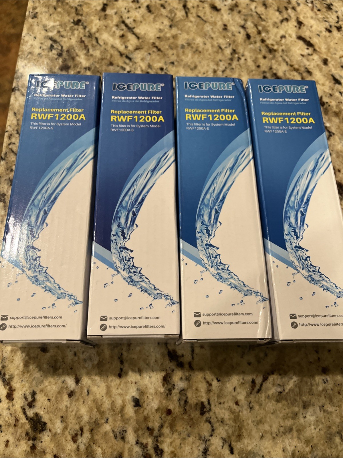 Lot of 4 IcePure Refrigerator Water Filters Model RWF1200A - Free Shipping