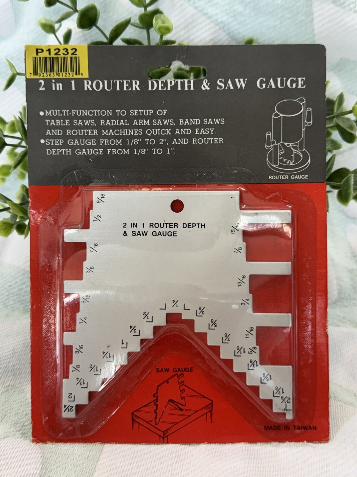2-in-1 Router Depth & Table Saw Setup Gauge 1/8”–2” P1232