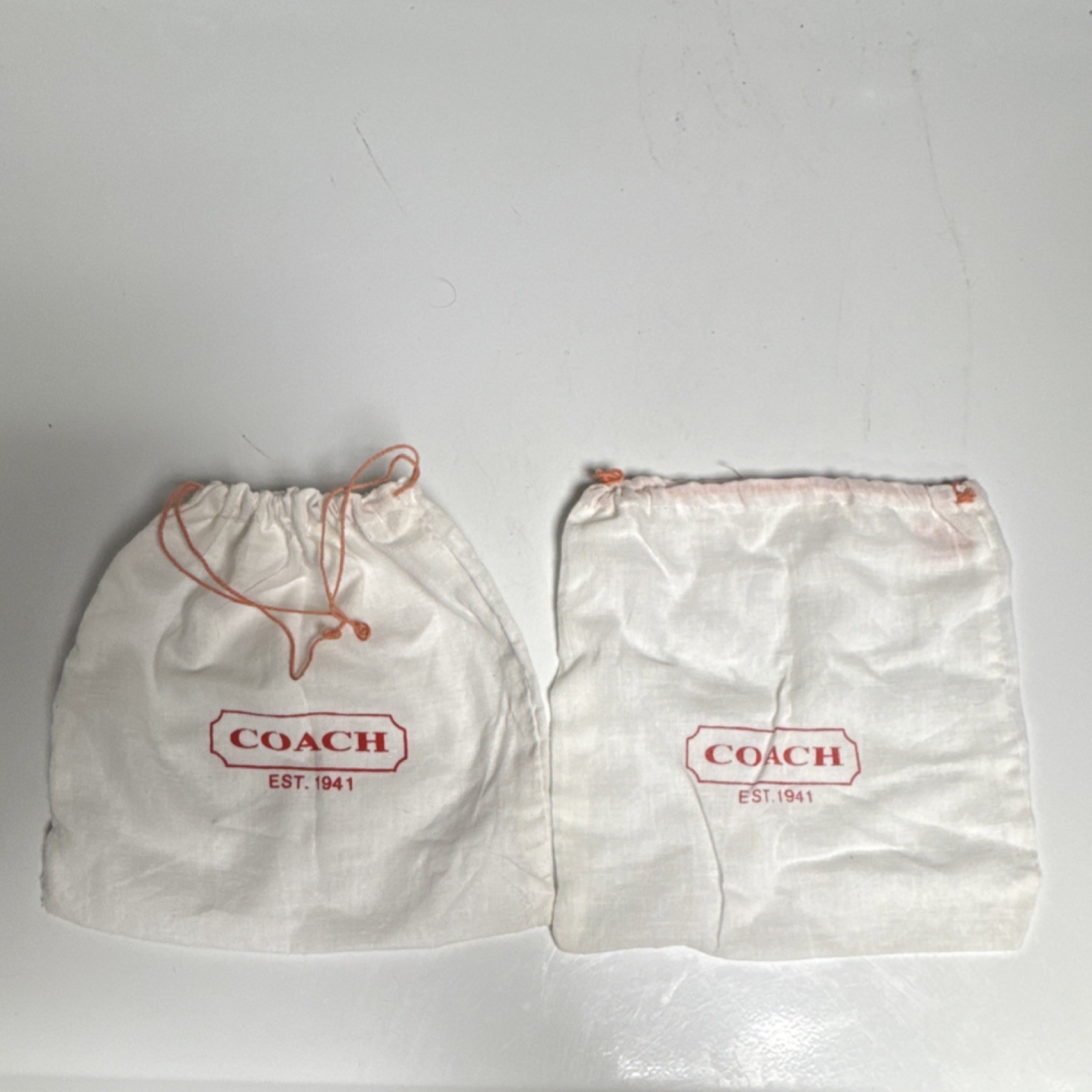 Coach White Pink Drawstring Dustbag Women's Logo Set of 2 Accessory
