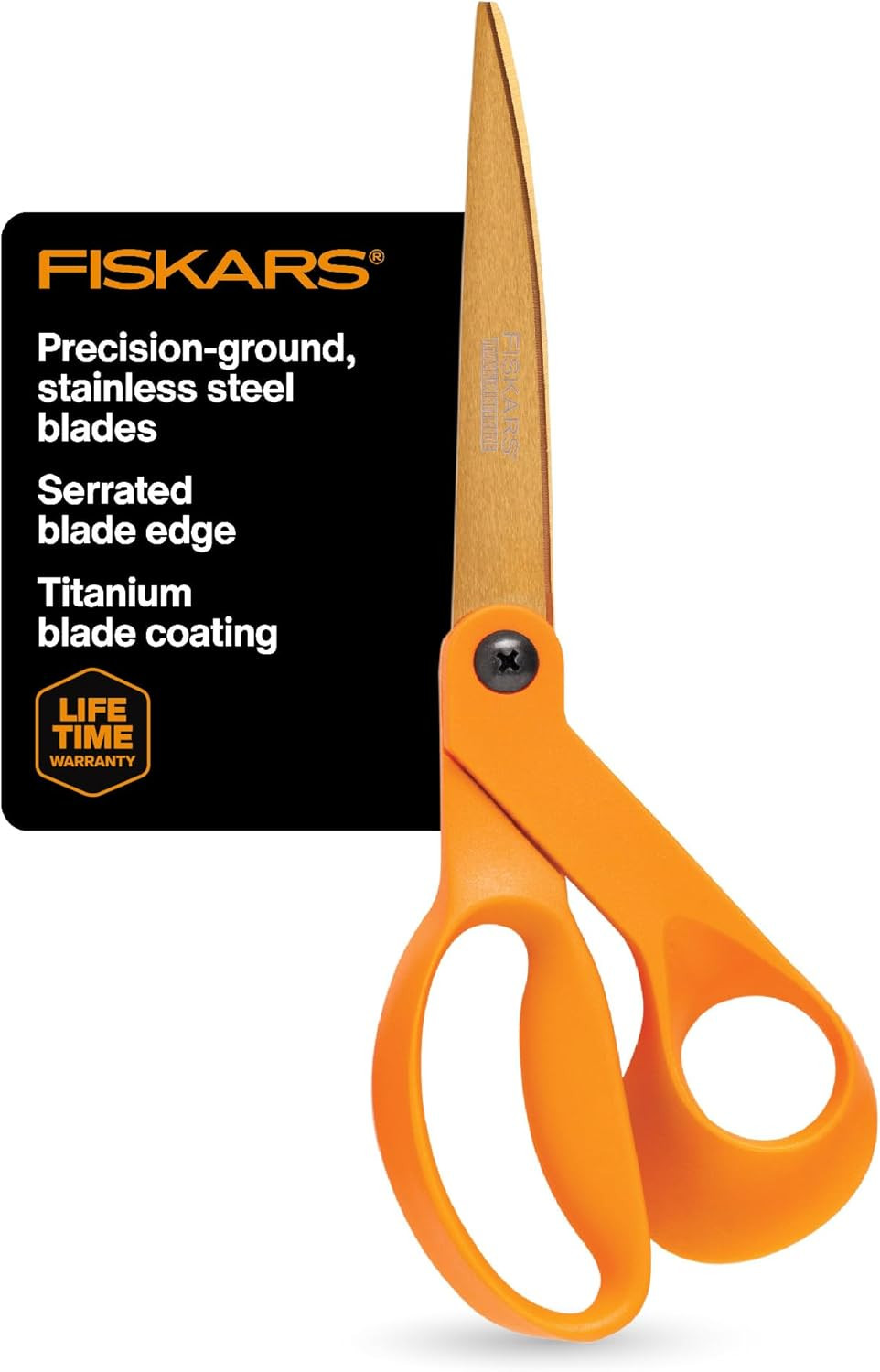 Fiskars Titanium Shop Shears, Stainless Steel Precision-Ground Scissors for All