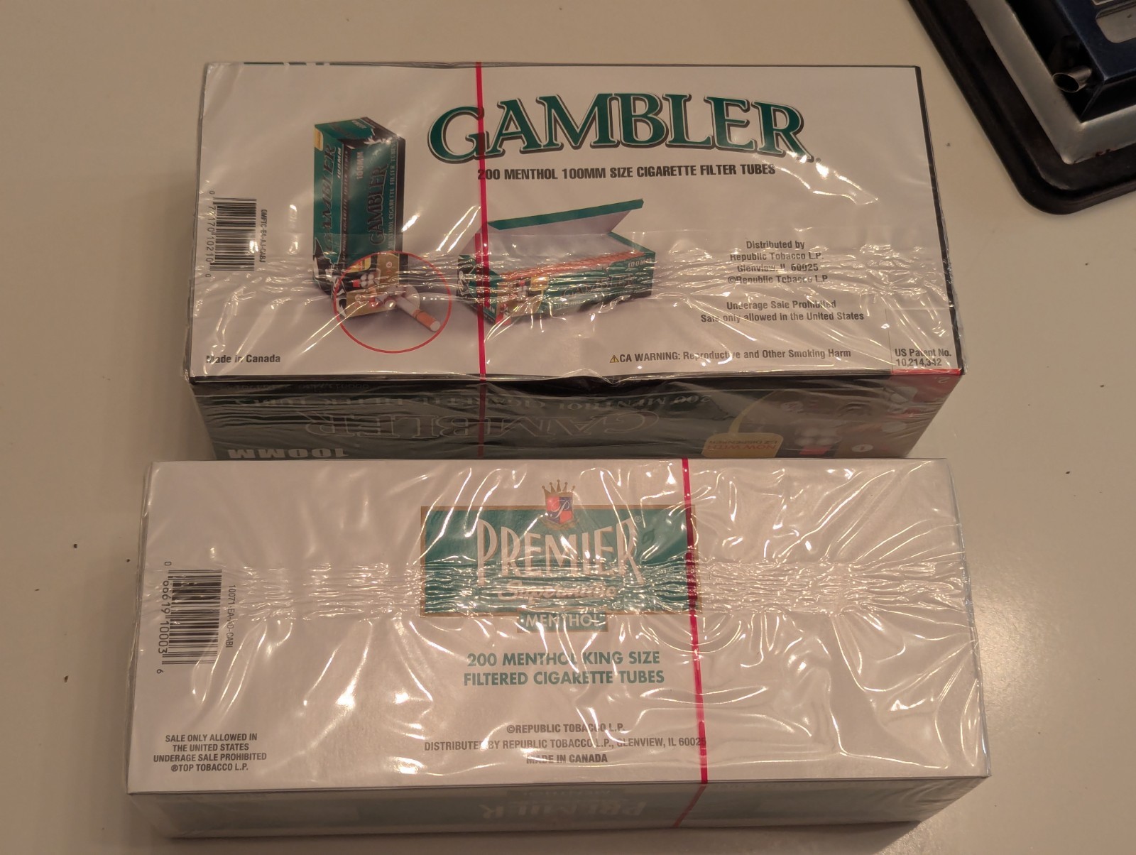 PREMIER Supermatic Cigarette Injector Machine + 2 Boxes Menthol Filter Tubes 200
