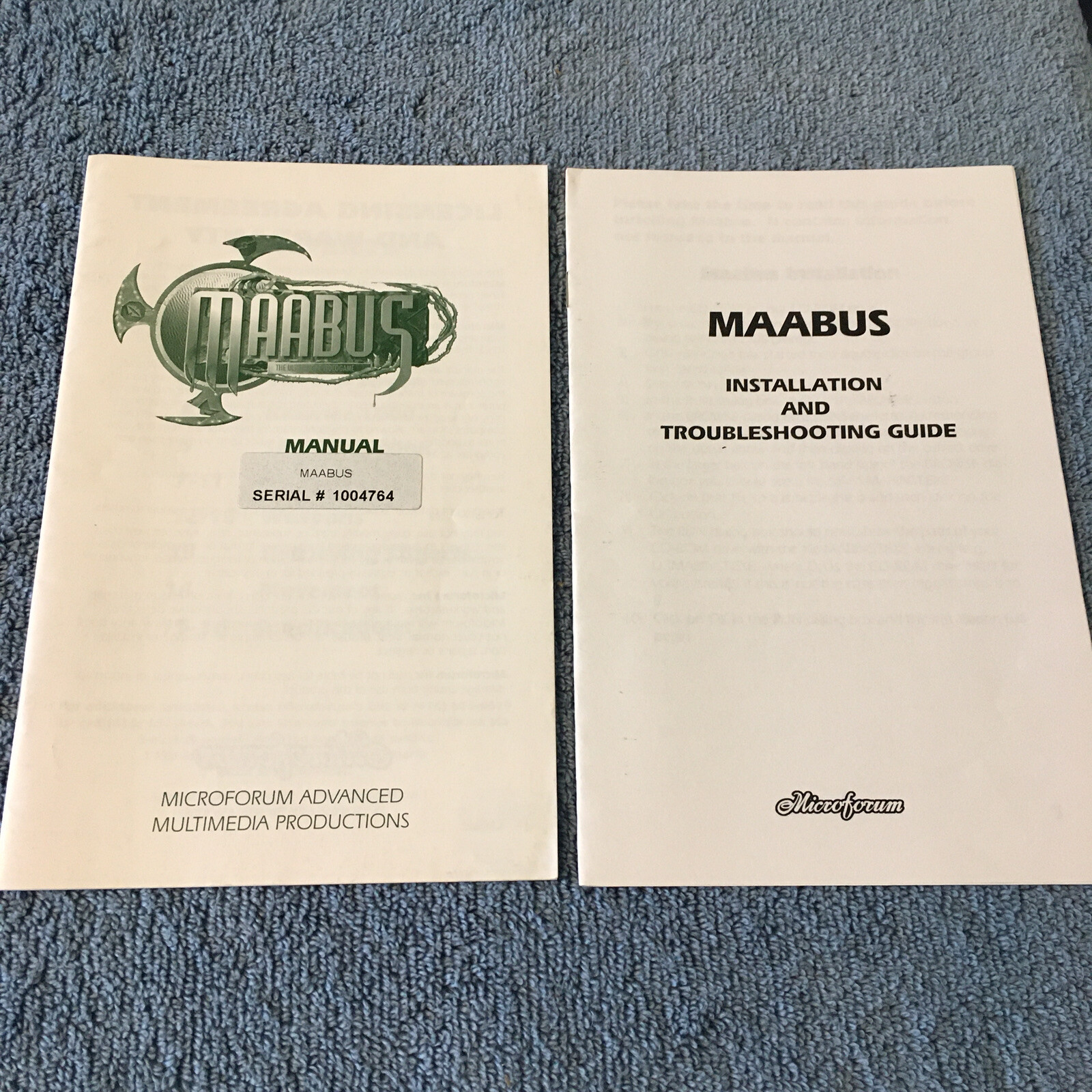 Maabus CD ROM Instruction & Troubleshooting User’s Manual Game Guide