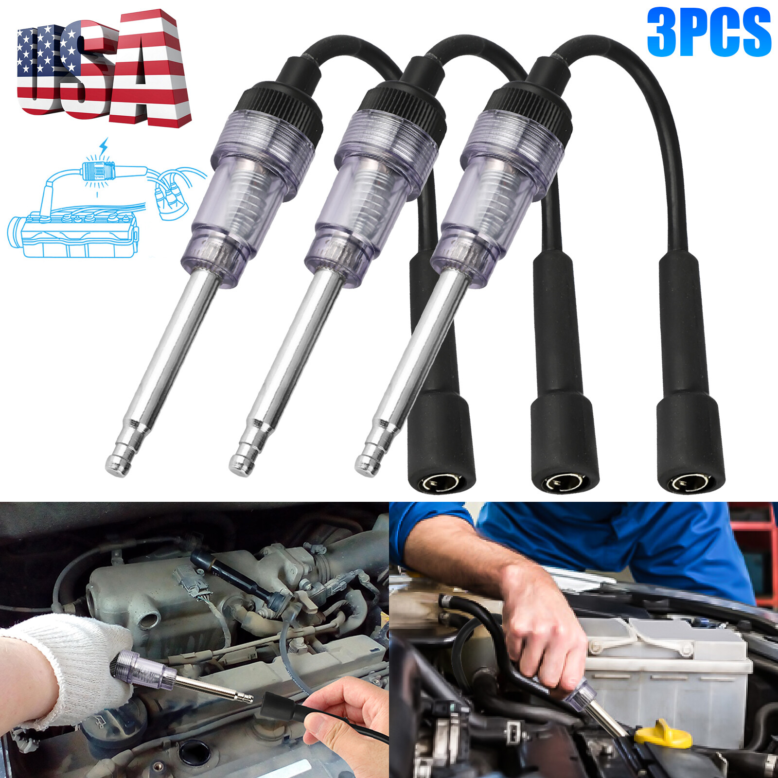 Spark Plug Tester Ignition System Coil Engine In Line Auto Diagnostic Test Tools
