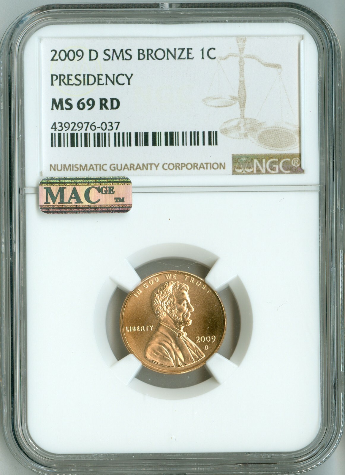 2009 D LINCOLN CENT NGC MS69 RD SMS PRESIDENCY PENNY RED TOP POP BEAUTY SPOTLESS