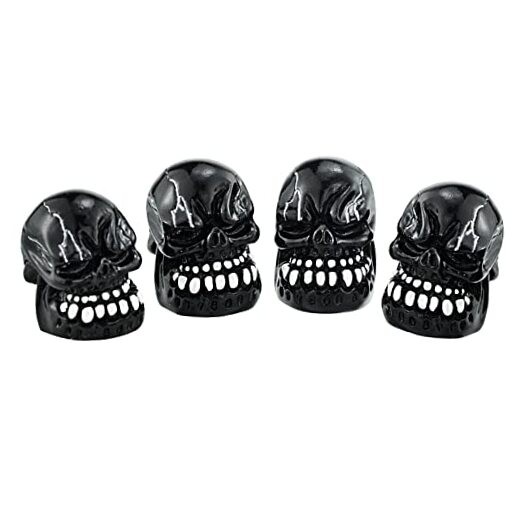 Tire Wheel Stem Valve Caps 4 Pack Skull Tire Rim Valve Cover Fits Cars black