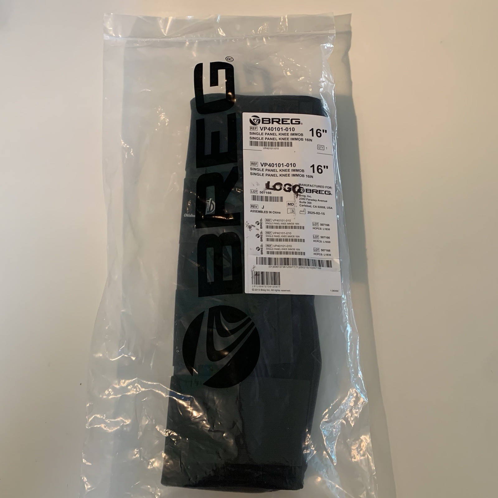 New BREG 16" Single Panel Knee Immobilizer VP40101-010 SEALED FREE Shipping
