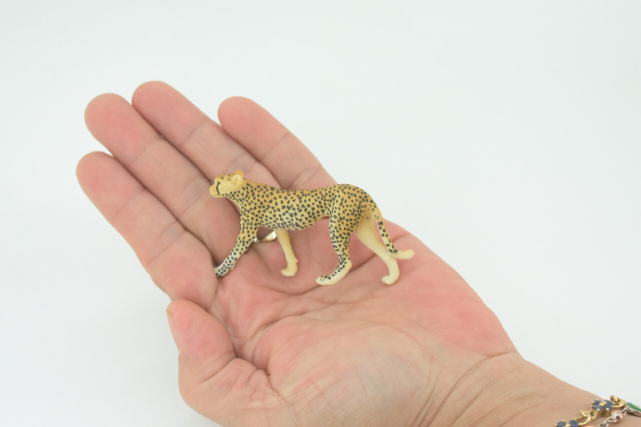 Cheetah Toy, Hand Painted Rubber Cheetah, Realistic Cat Model, Gift 3 " SF28 B45
