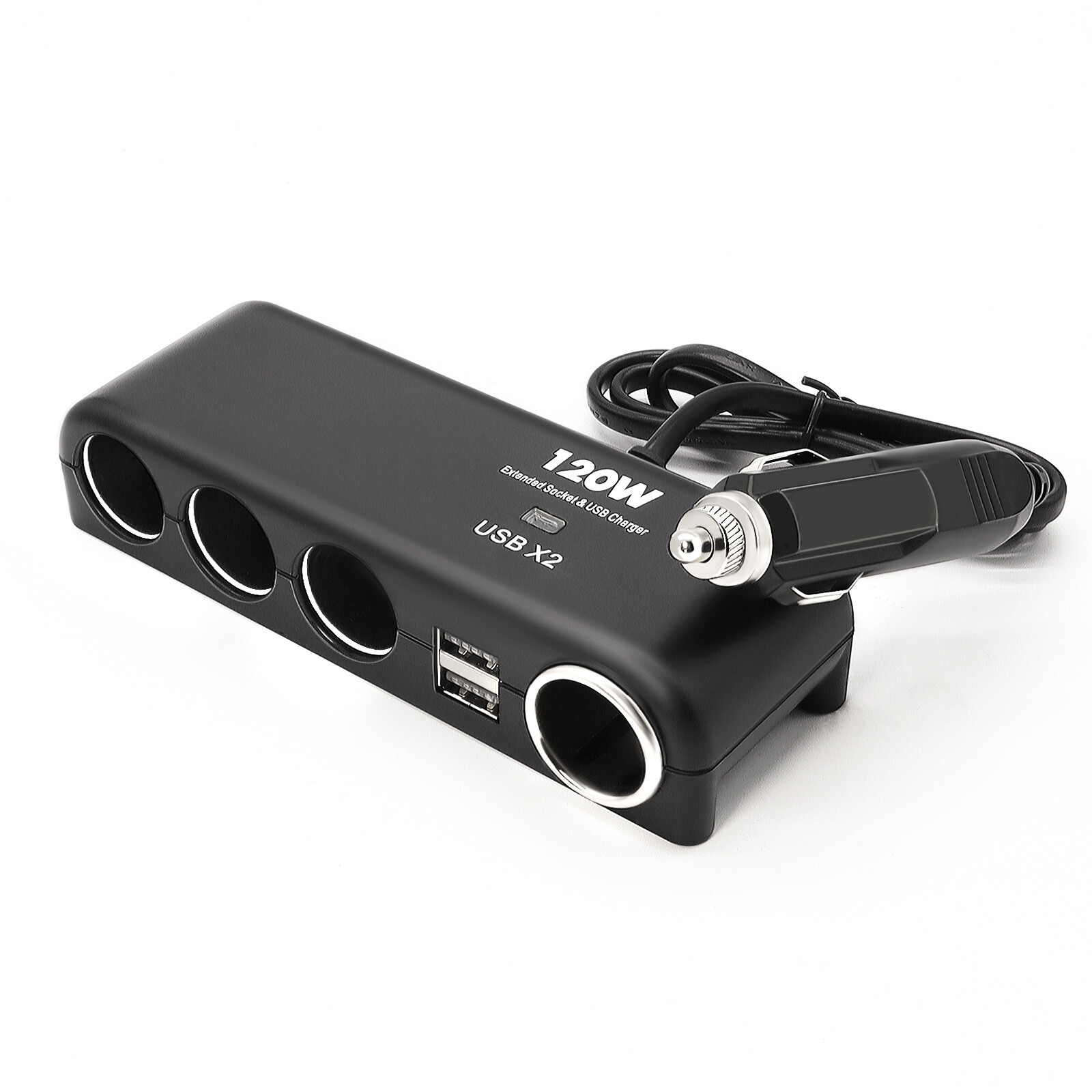 4 Way Multi Socket Car Cigarette Lighter Splitter USB 12V 120W Charger Adapter
