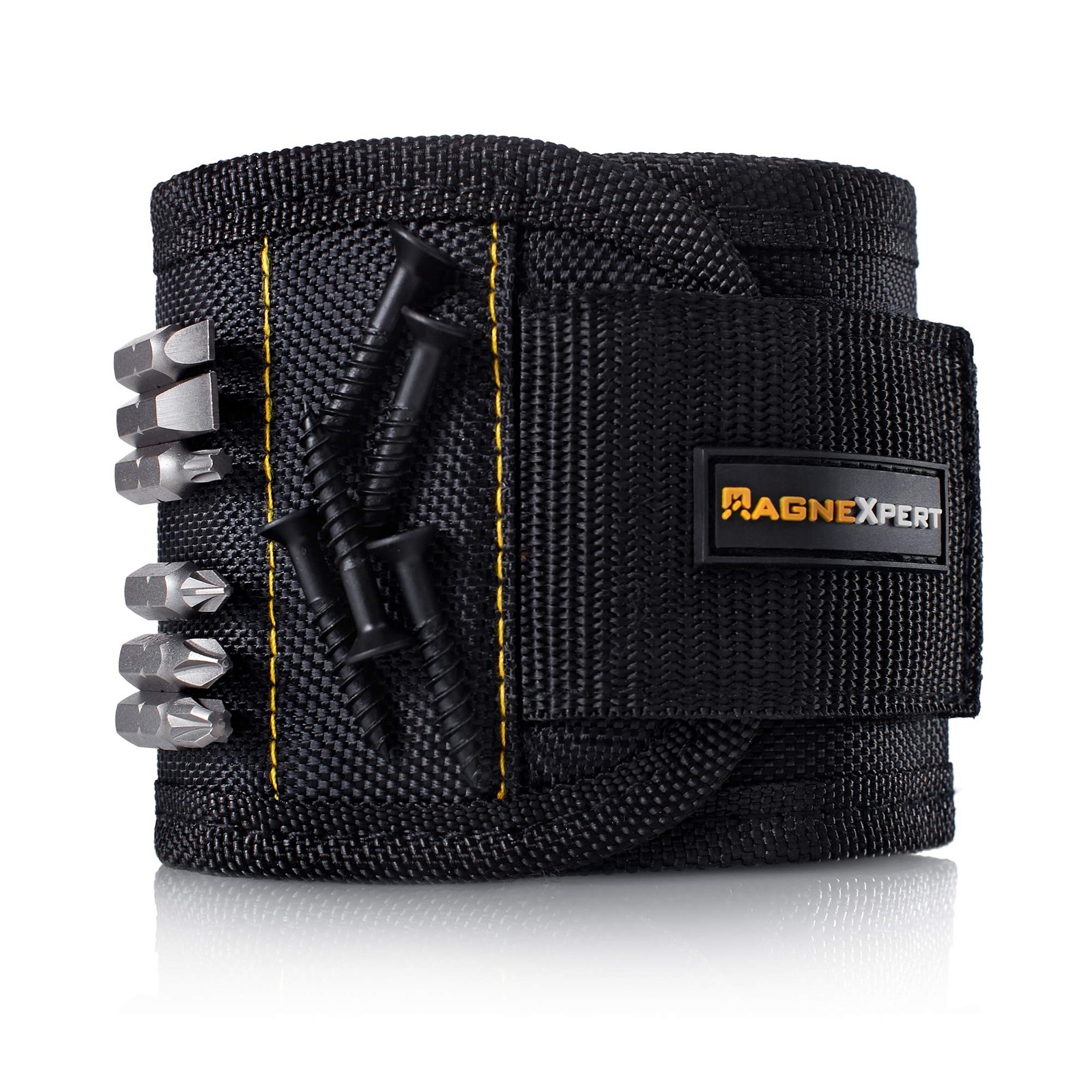 Magnelex Magnexpert Magnetic Wristband for Holding Screws, 1 Pack, Black