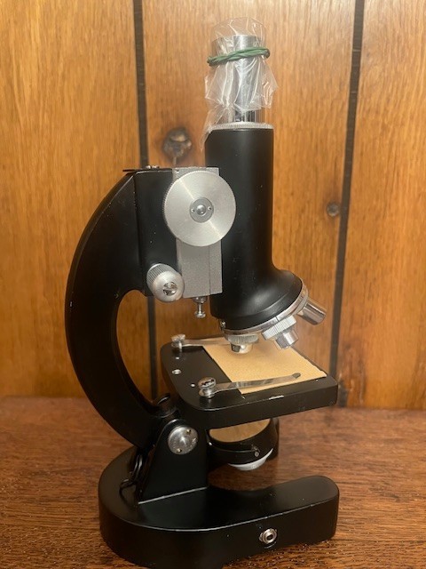 Monolux Microscope 40X-1200X with Vintage Wooden Case - Working -