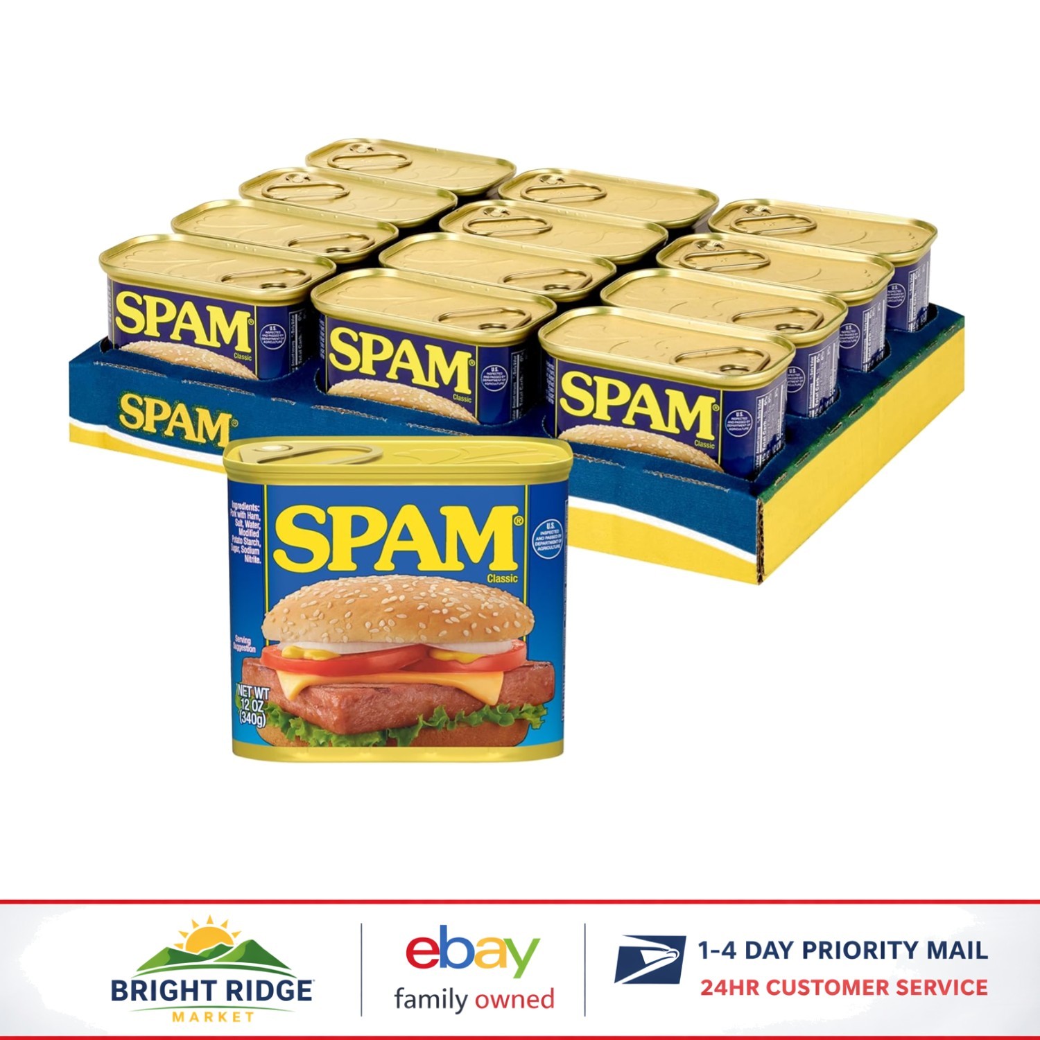 12 Pack of Classic Canned Meat, 12 Oz Cans for Delicious Family Dinners