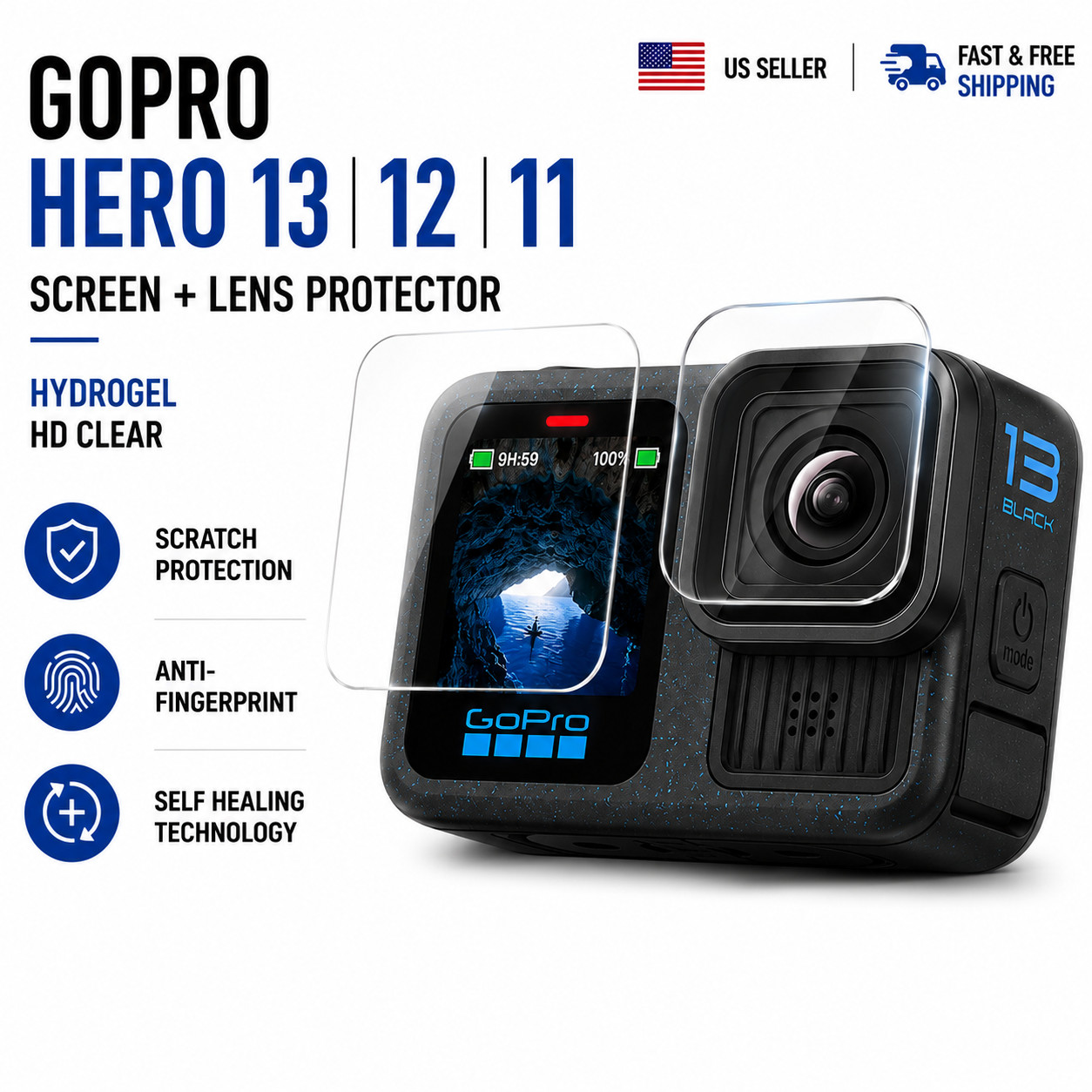 For GoPro All Models Hydrogel Screen Protector Self Healing HD Clear