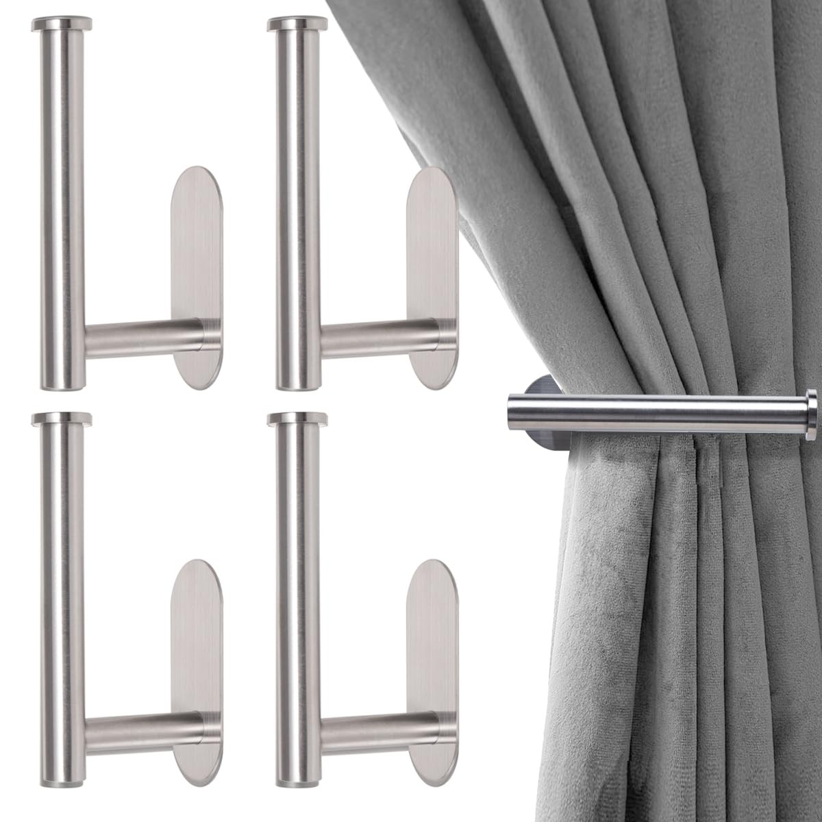 Adhesive Curtain Holdbacks No Drill, Wall Mounted Curtain Tie Backs Hooks, He...