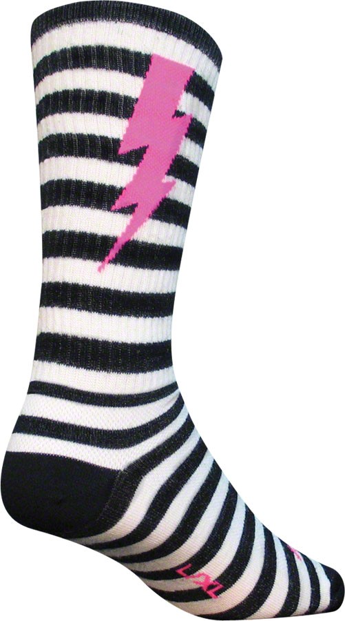 SockGuy Wool Lightning Socks - 8 inch, Black/White, Large/X-Large