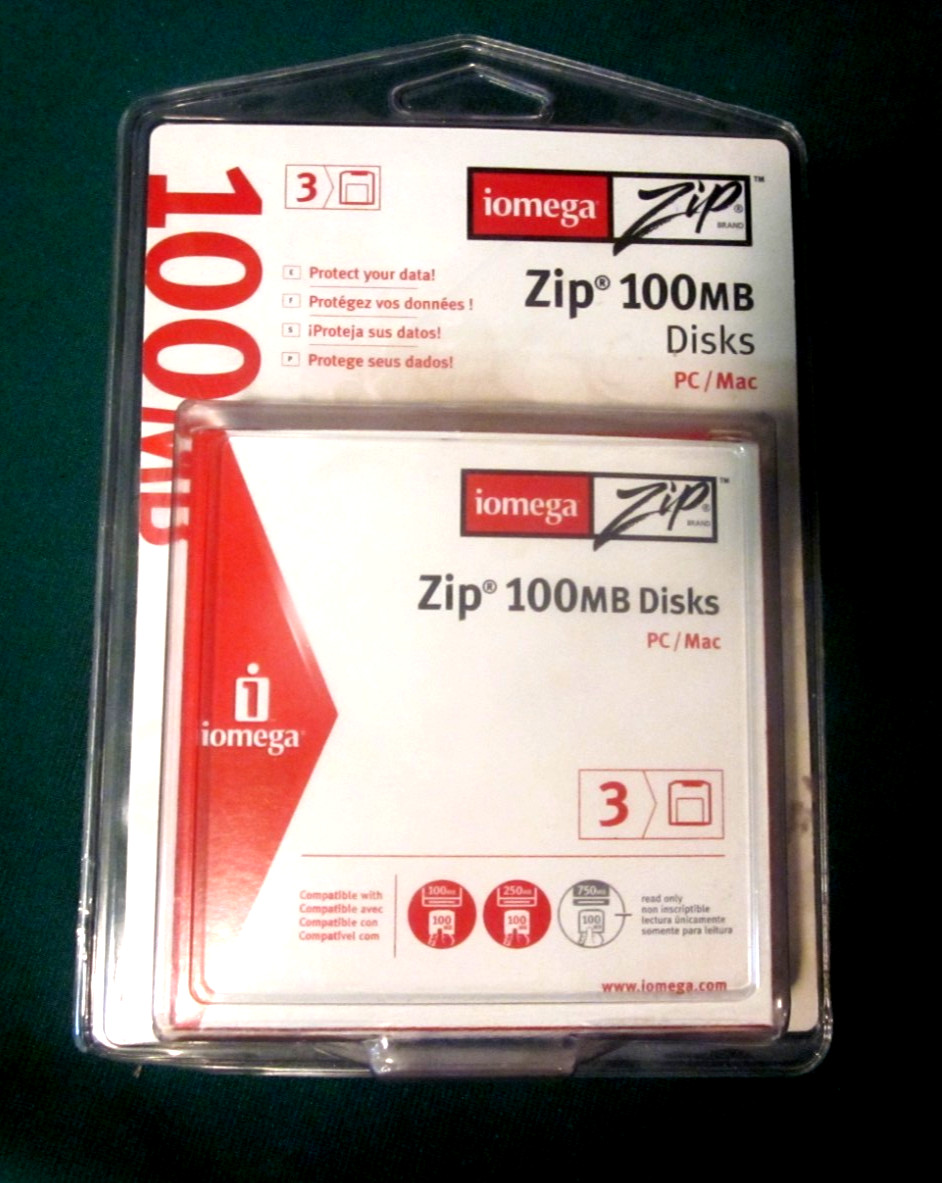 VINTAGE Iomega Zip 100 3-Pack Disks Formatted Mac / IBM Compatibles - Sealed NOS