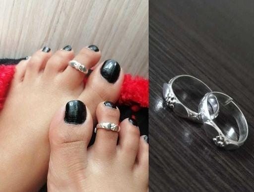 Leaf Shape Silver Plated Brass Toe Ring for Women & Girls