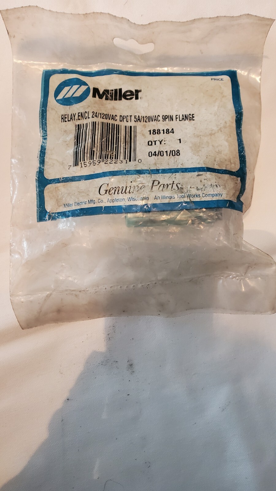 Miller 188184 Relay, Encl 24/120Vac Dpdt 5A/120Vac 9Pin Flange