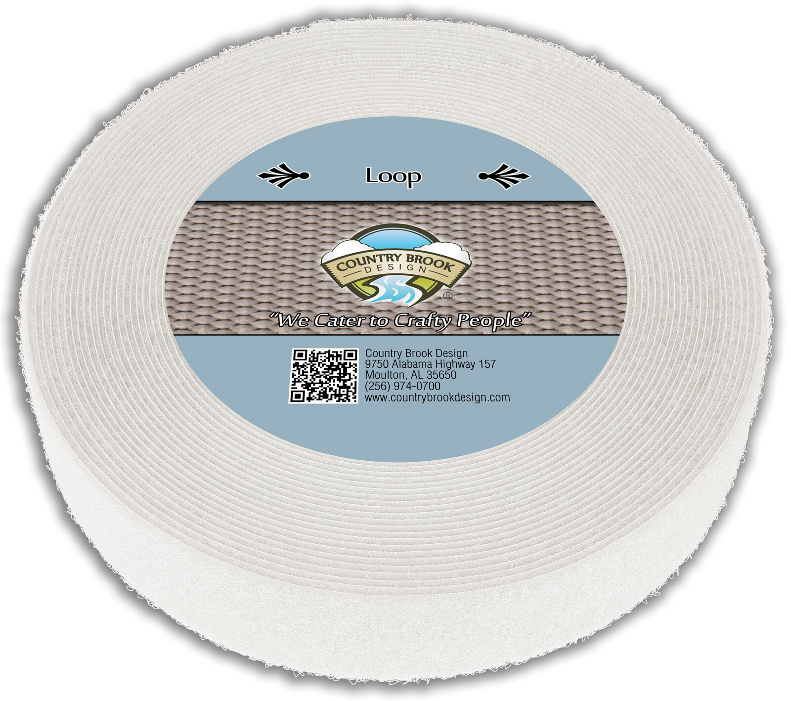 Country Brook Design® White Sew On Loop Only (2 inch, 50 yards)