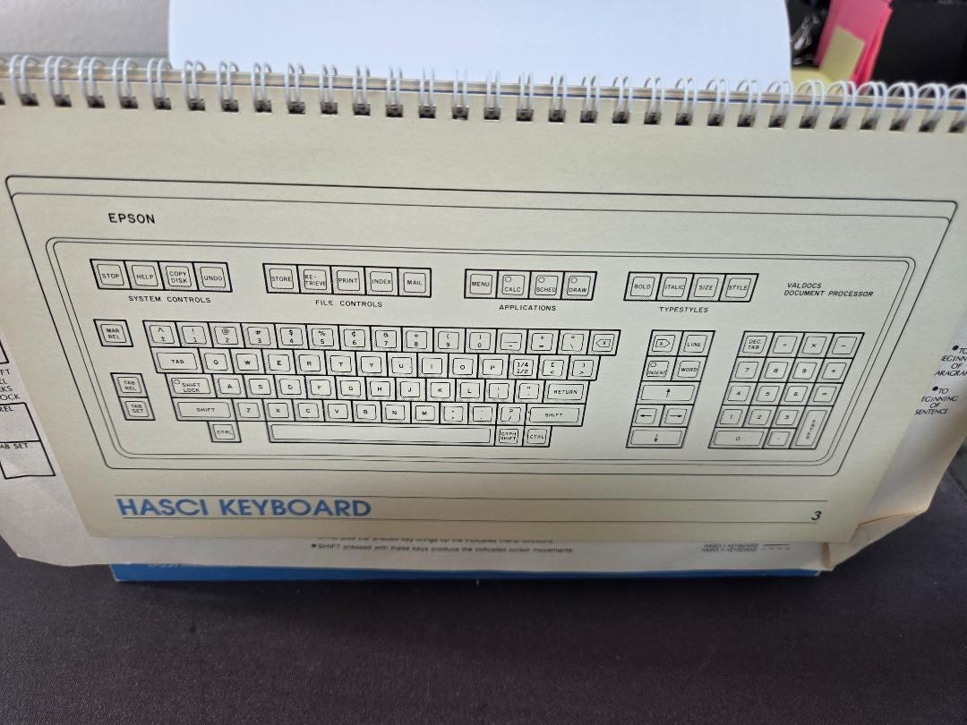 Vintage 1983 Valdocs Keyboard Ref. Guide Epson QX-10 Computer