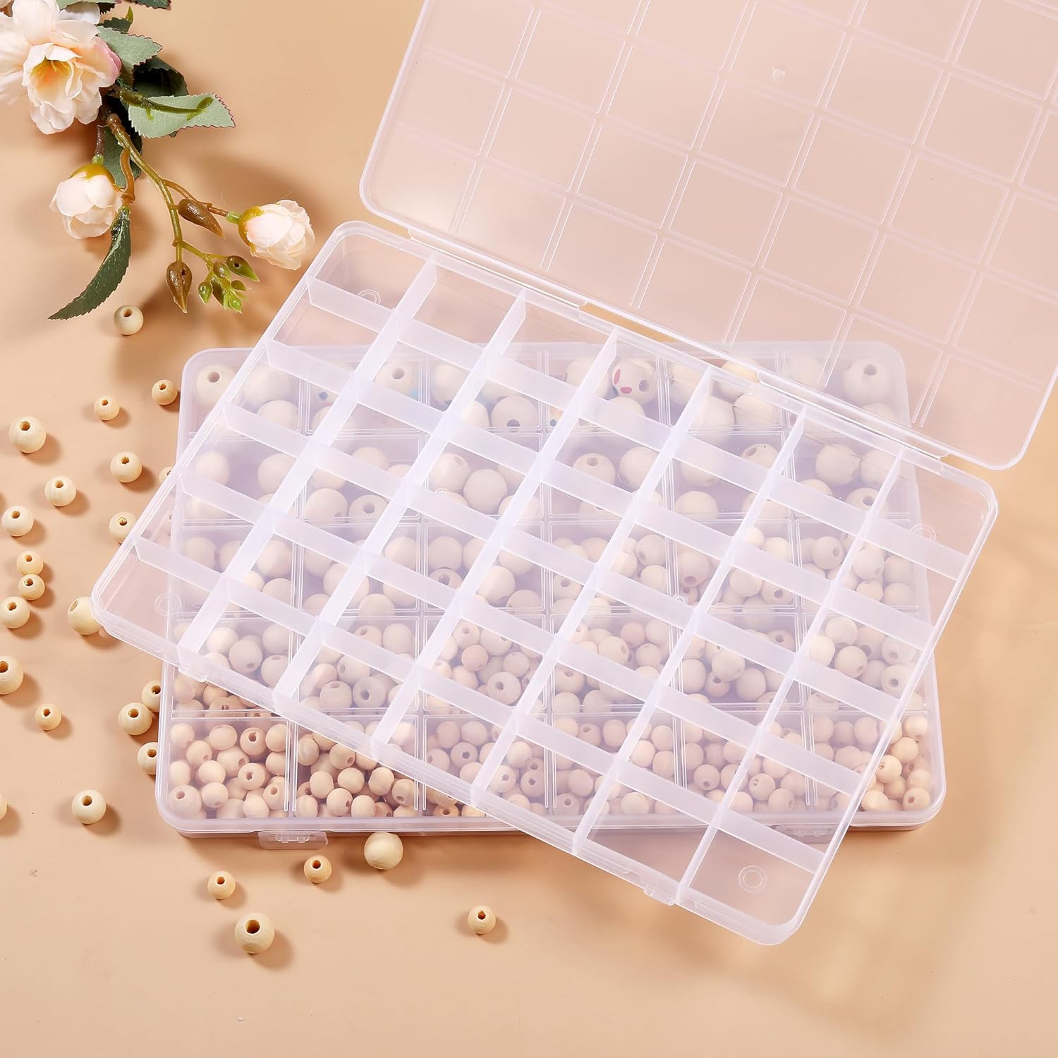 42 Grids Plastic Bead Organizer Beads Storage Containers Bead Holder ...
