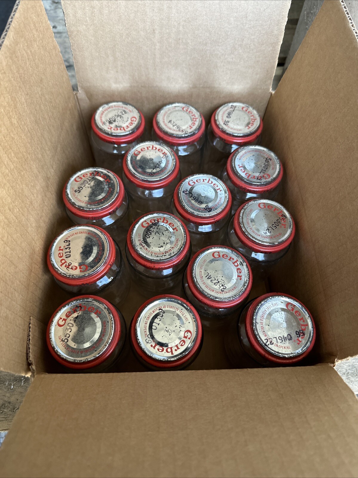 Lot of 14 Clean Empty 6? Oz  4” Gerber Baby Food Jars with Lids Small (st1712)