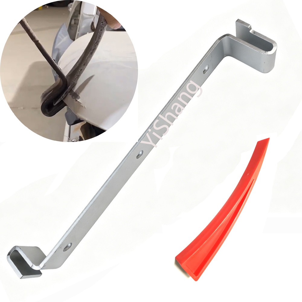 Dent Repair Hook Tool, Auto Hood Trunk Edge Dent Puller Straightener with Wedge