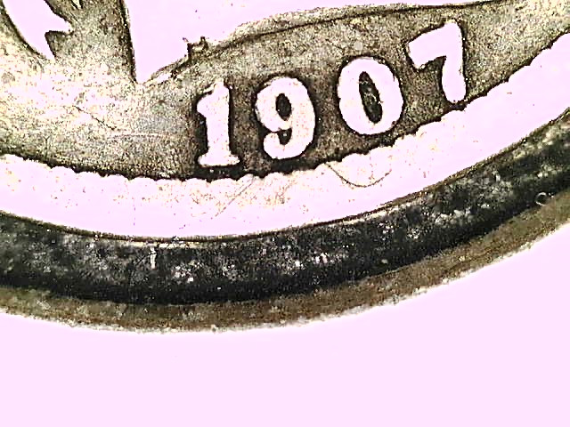 1907 Repunched Date Barber Dime