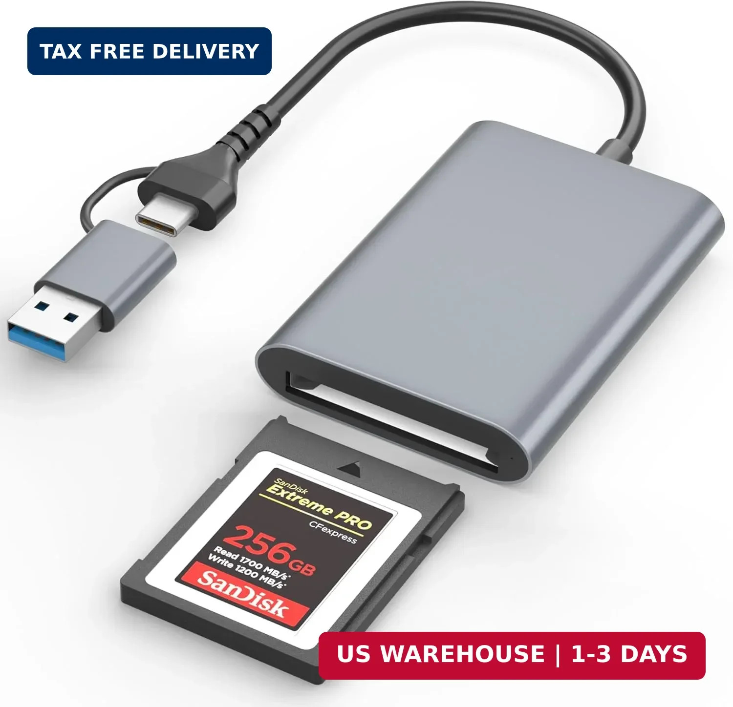 CFexpress Type B Card Reader with USB 3.2 (Gen 2) 10Gbps USB C&USB A 2 in 1 Type